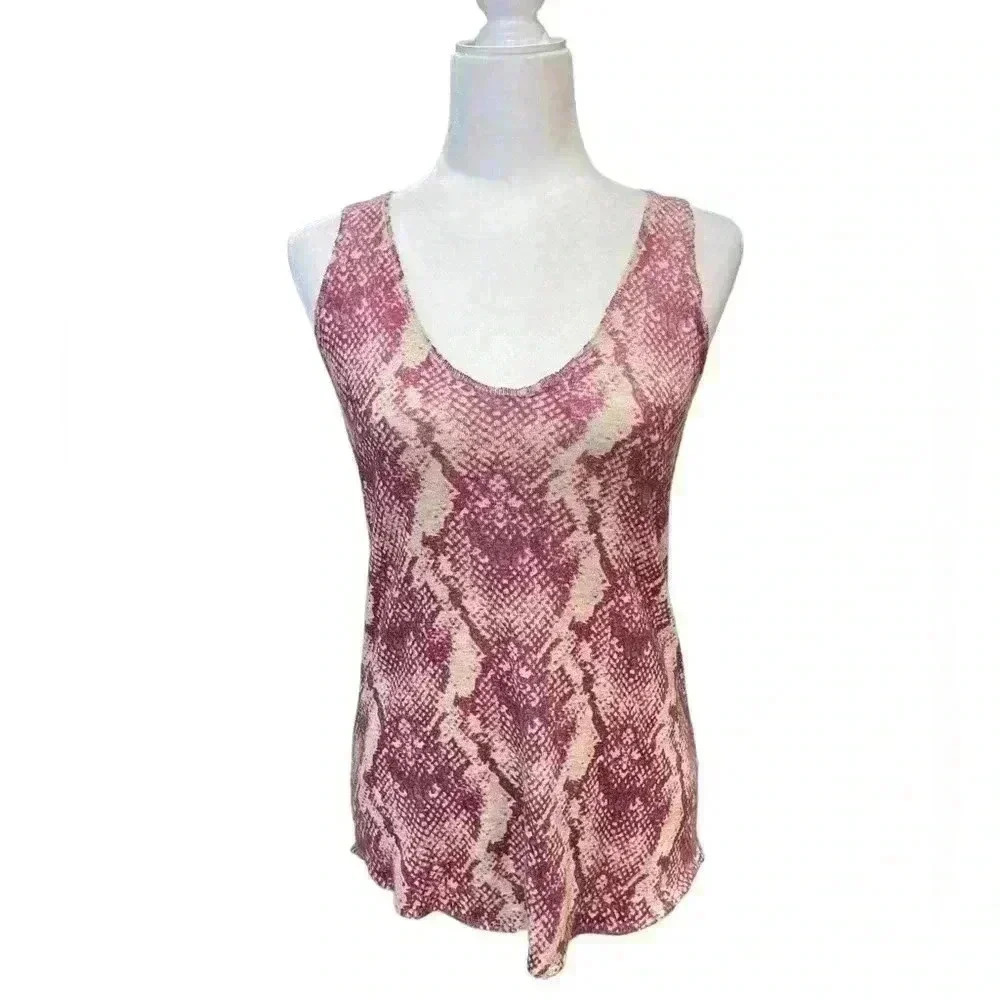 Zadig & Voltaire Deluxe Cashmere Pink Snakeskin Sleeveless Size M
